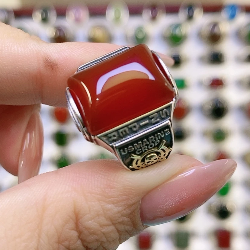 【闪购商品】银S925镶嵌戒指玛瑙/玉髓