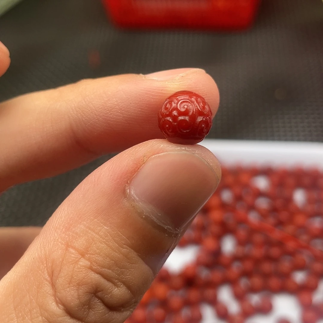 南红玛瑙9mm➕回纹珠柿子红一颗 38号未镶嵌