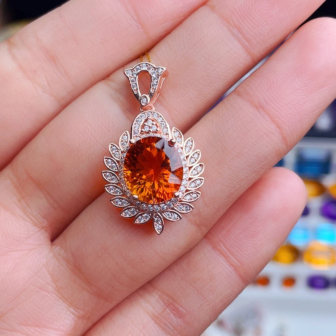 颈饰银S925镶嵌黄晶天然保真