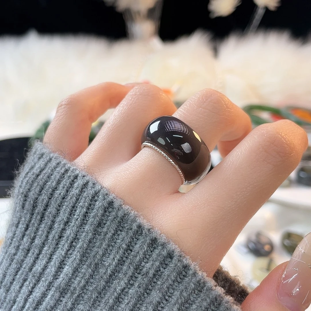 S***。和田玉未镶嵌戒指k25葡萄紫墩墩17.3mm