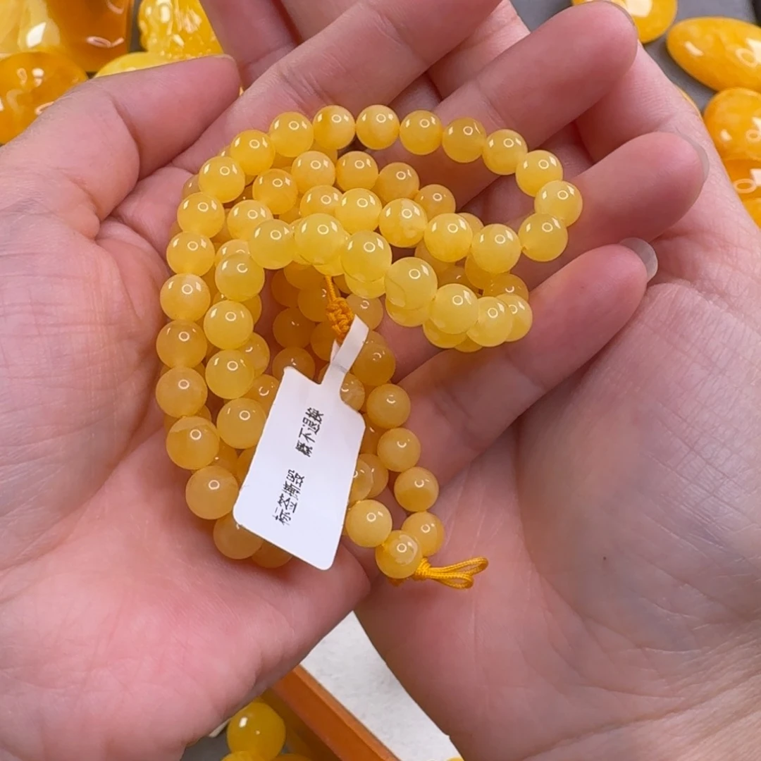 蜜蜡毛衣链未镶嵌怡**花