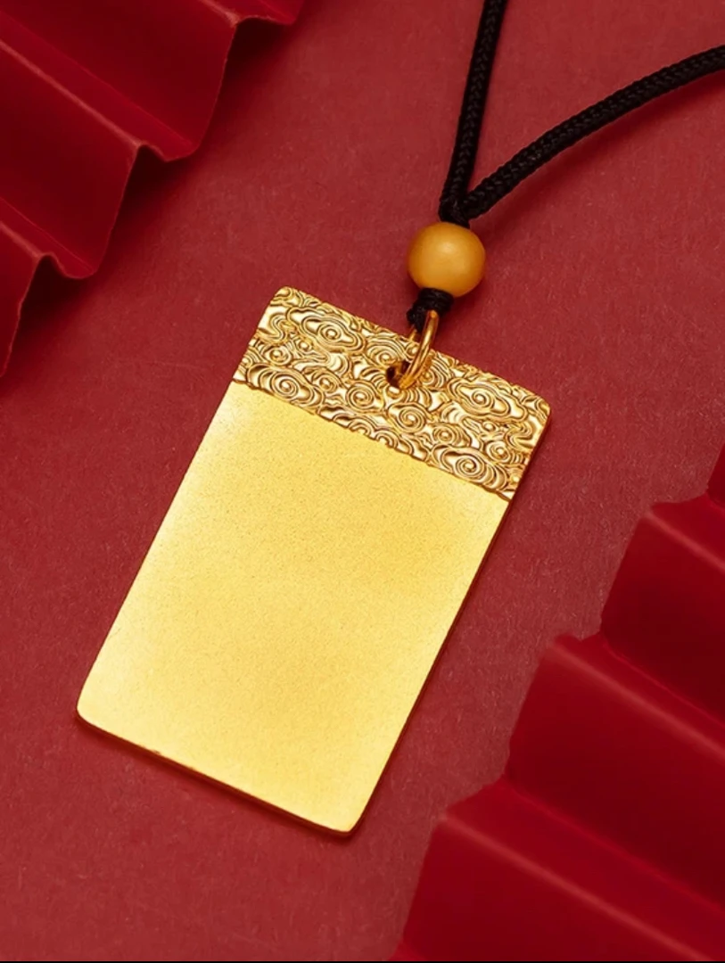 合金吊坠 【无事牌吊坠】男士时尚大气潮流挂坠金色经典实心素款
