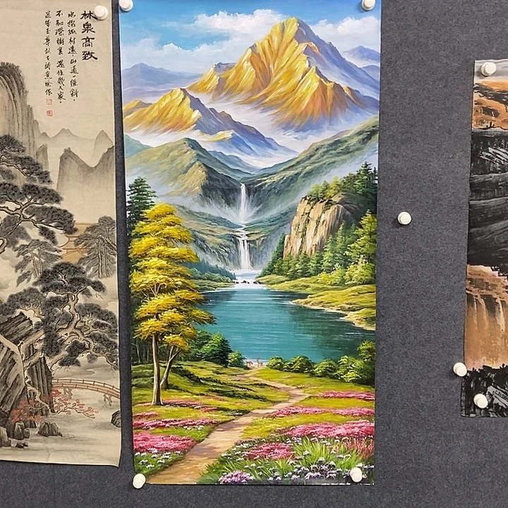 国画四尺金山一副
