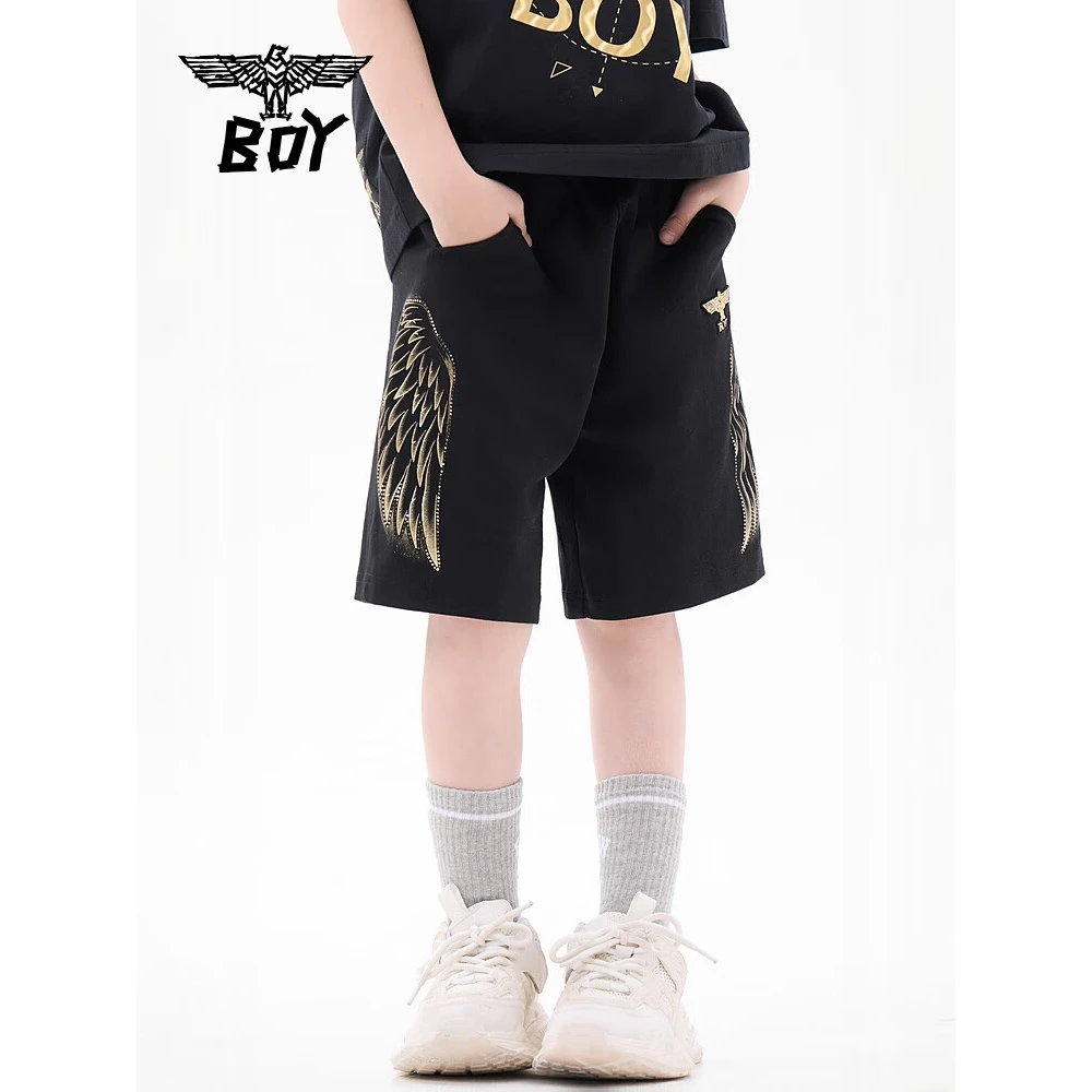 BOY JUNIOR25夏儿童潮牌短裤侧边翅膀舒适百搭中裤男童女童大童