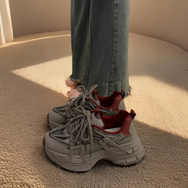 厚底显脚小老爹鞋女春秋季2025新款爆款百搭增高休闲运动鞋