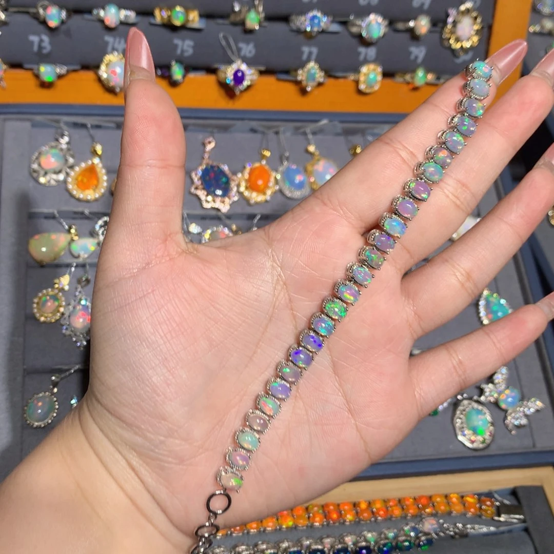 银S925镶嵌欧泊欧泊手链l