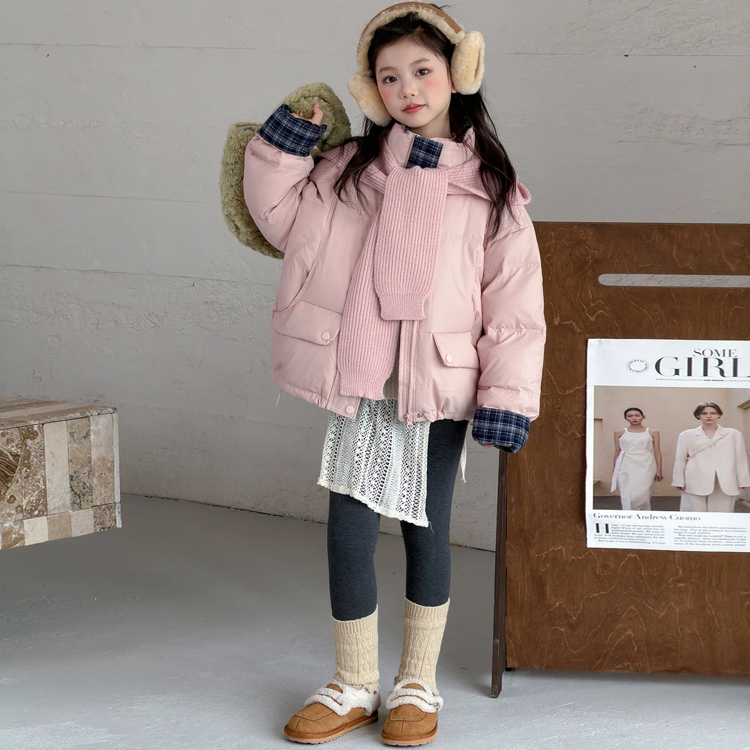 女童冬季韩版休闲加厚棉服外套中大童初中生时髦洋气儿童冬装棉衣