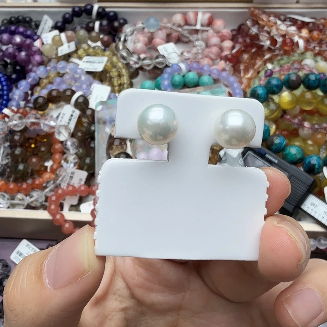 淡水珍珠耳饰银S925镶嵌耳钉