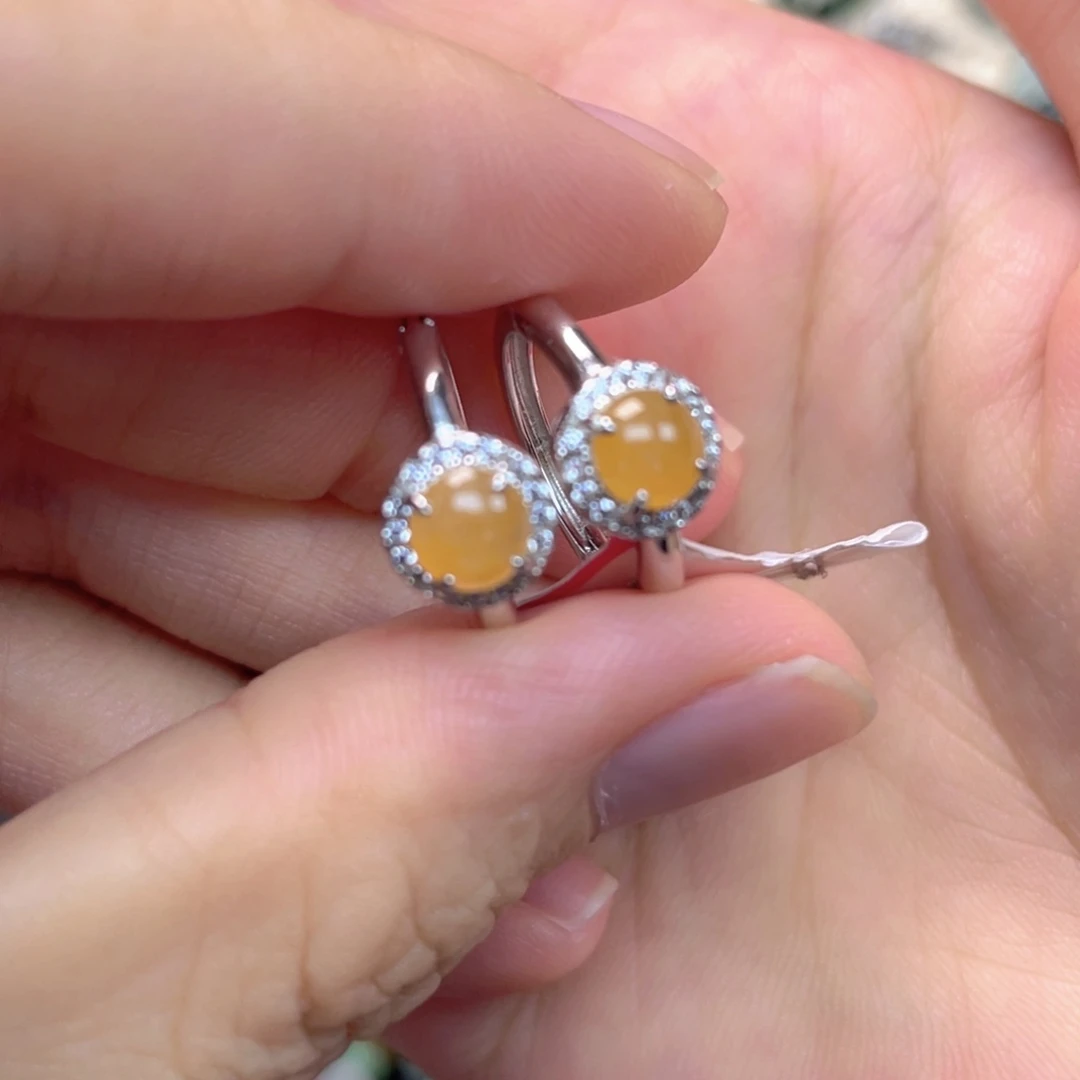 翡翠银S925镶嵌耳饰69909990099