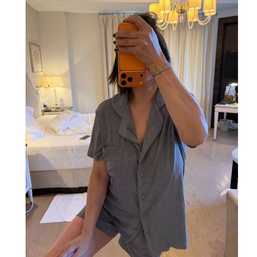COCOLINDA |人棉休闲可外传家居服睡衣风上衣短裤一套T2916&P2917
