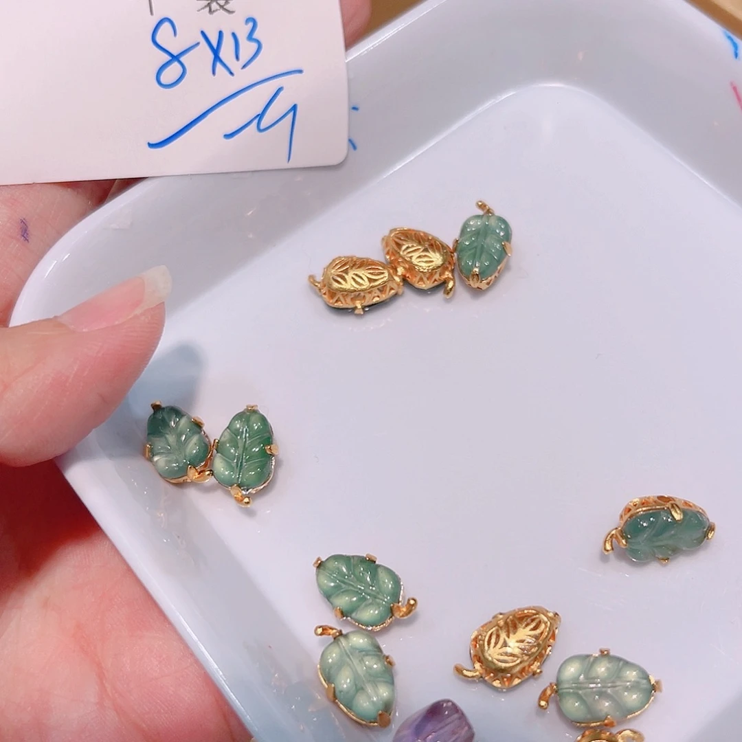 水晶珠宝半成品银S925镀金镶嵌137 。