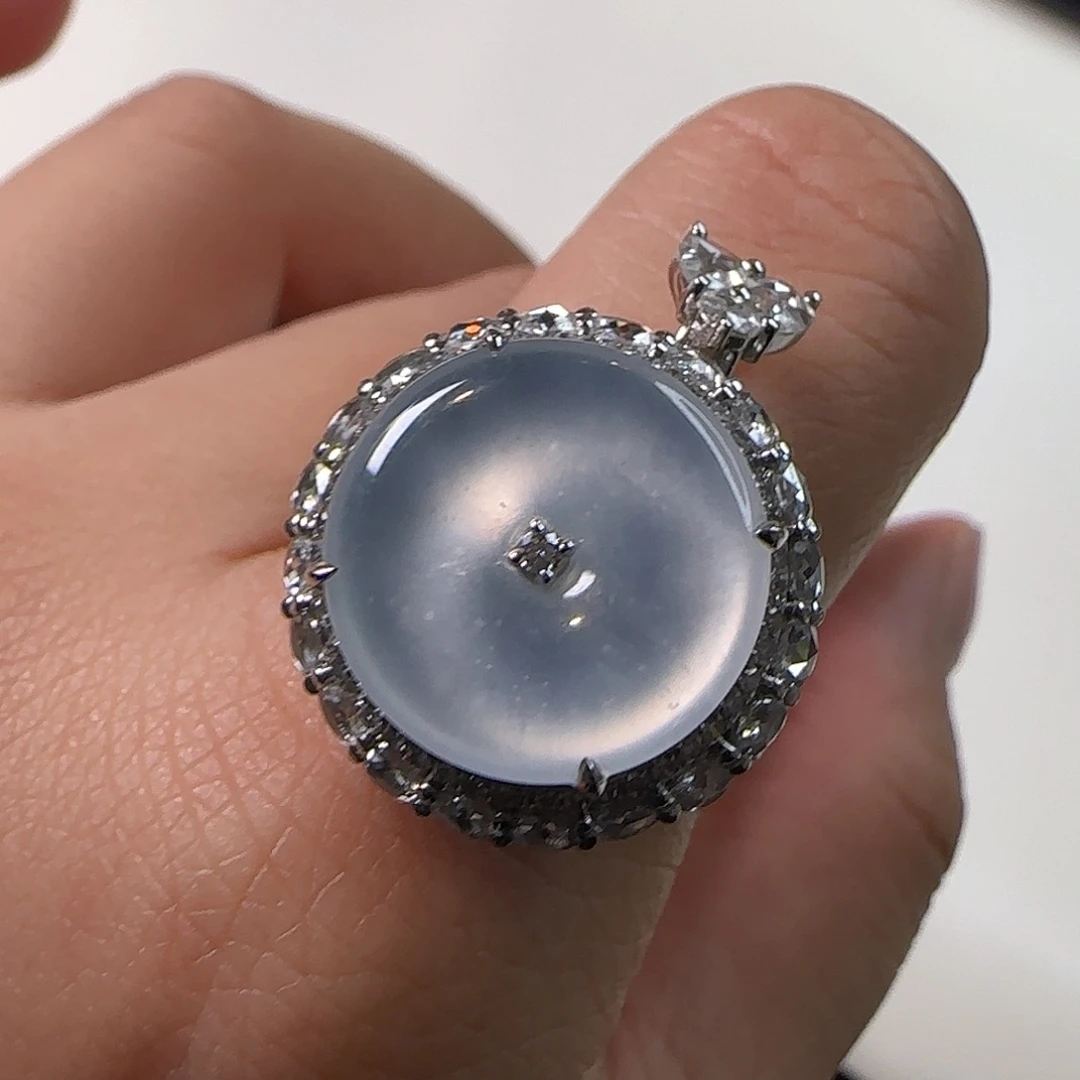 翡翠18K金镶嵌戒指天然翡翠