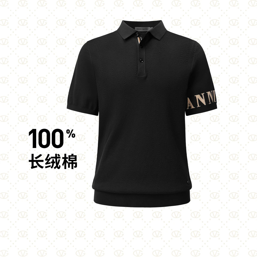 男士春夏针织百搭时尚POLO领两色短袖Polo衫