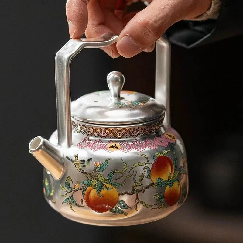 秋香茶具 九桃提梁银壶-6196