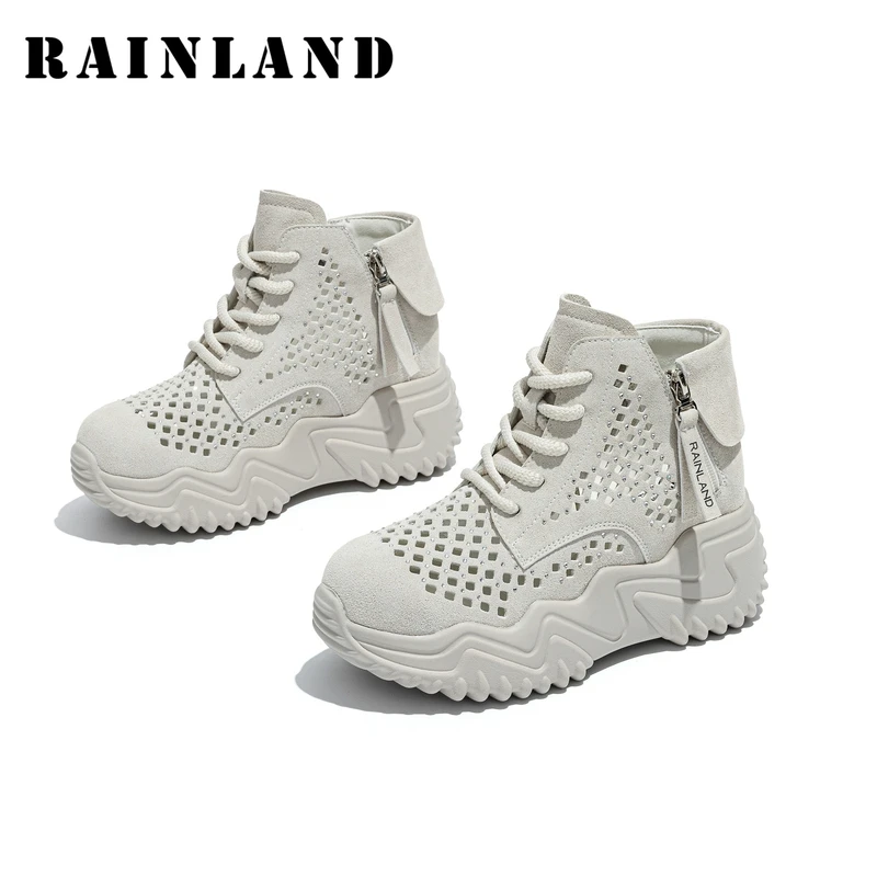 雨土软底不累脚2025新款镂空女鞋增高厚底松糕鞋运动休闲鞋一脚蹬