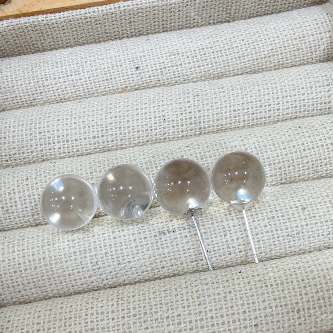 泡泡耳钉A1945天然白水晶（9+）s925多样性发一