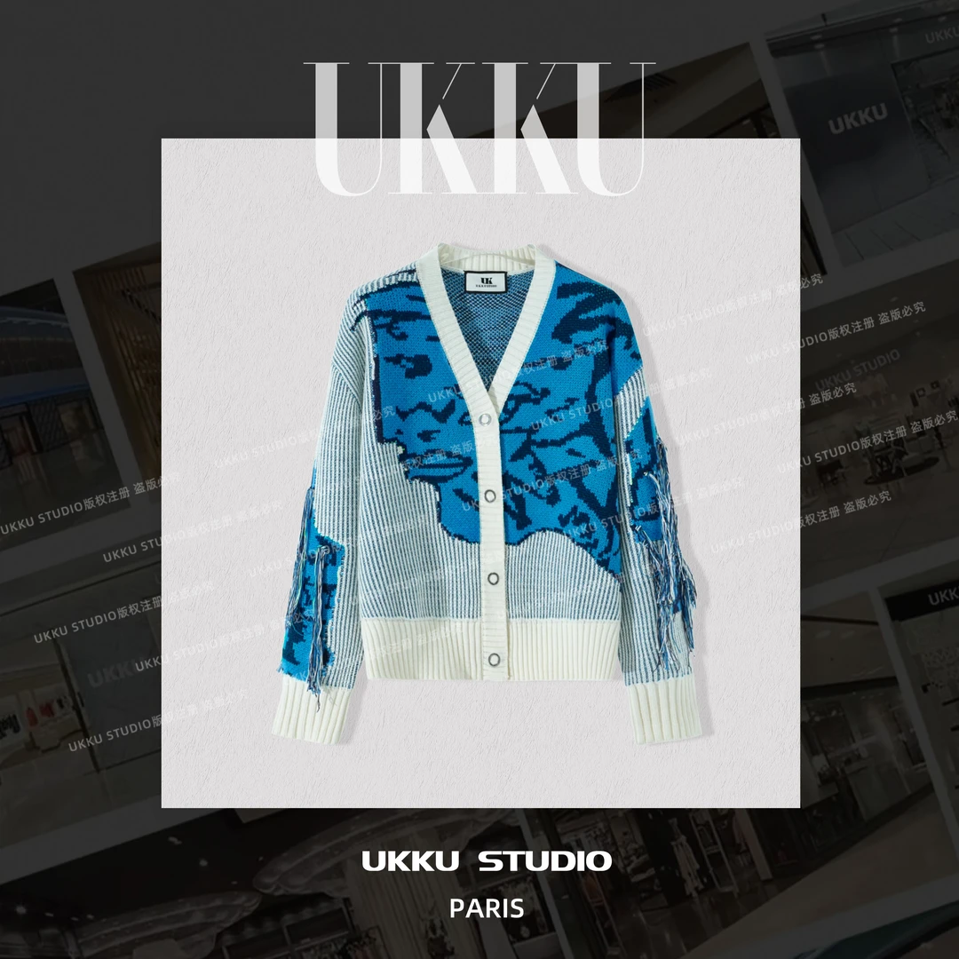 小文【UKKUSKUDIO】秋冬小众设计师款高级时尚百搭开衫毛衣915004