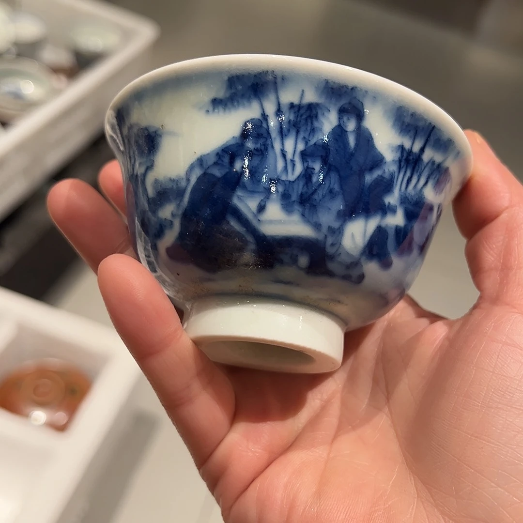 微瑕柴窑手工手绘主人杯