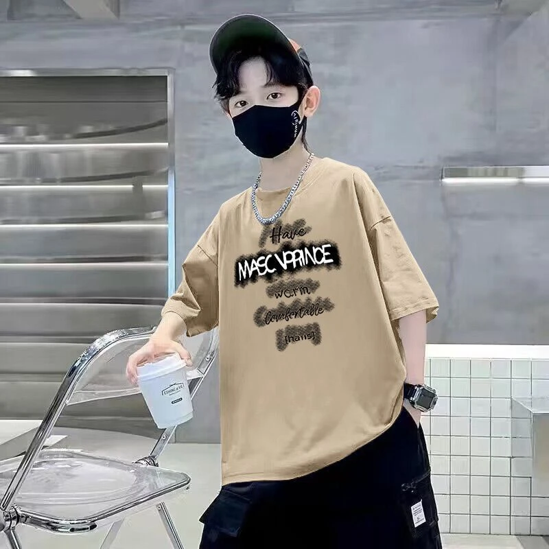 字母印花童装男童短袖t恤棉质INS夏季新款宝宝半袖上衣中大童