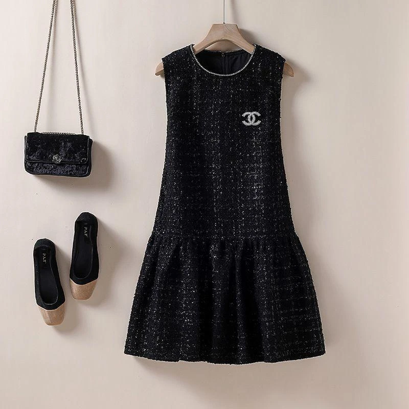 小香风毛呢背心裙 粗花呢A字显瘦减龄娃娃连衣裙2024秋冬新款女装