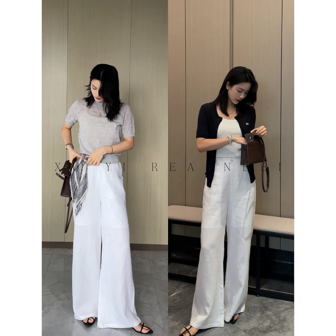 REALNEEI【经典麻裤】休闲99亚麻垂感轻薄舒适直筒显瘦休闲裤22311