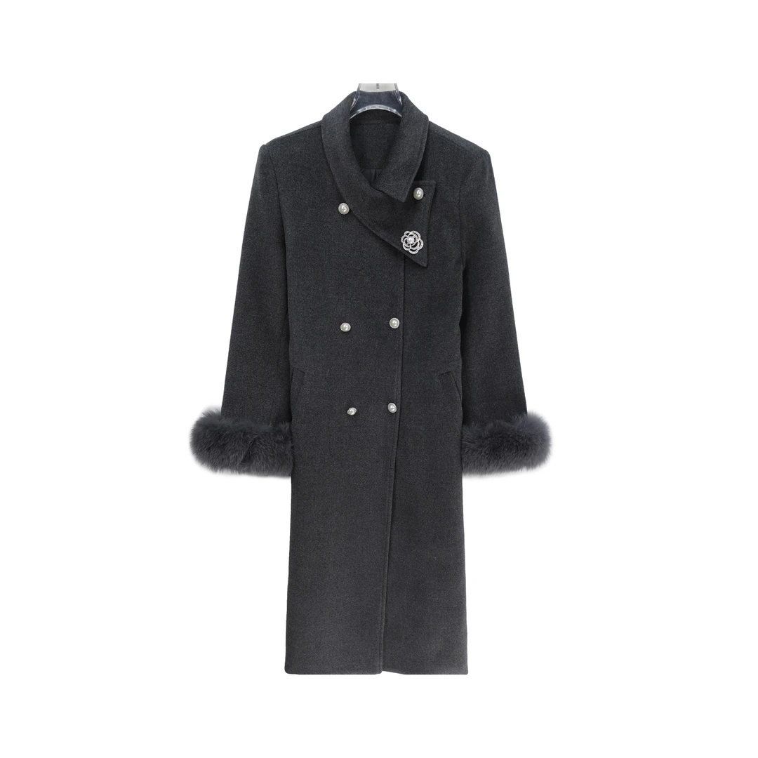 S法式新款时尚气质长款双排扣千金风羽绒服U326