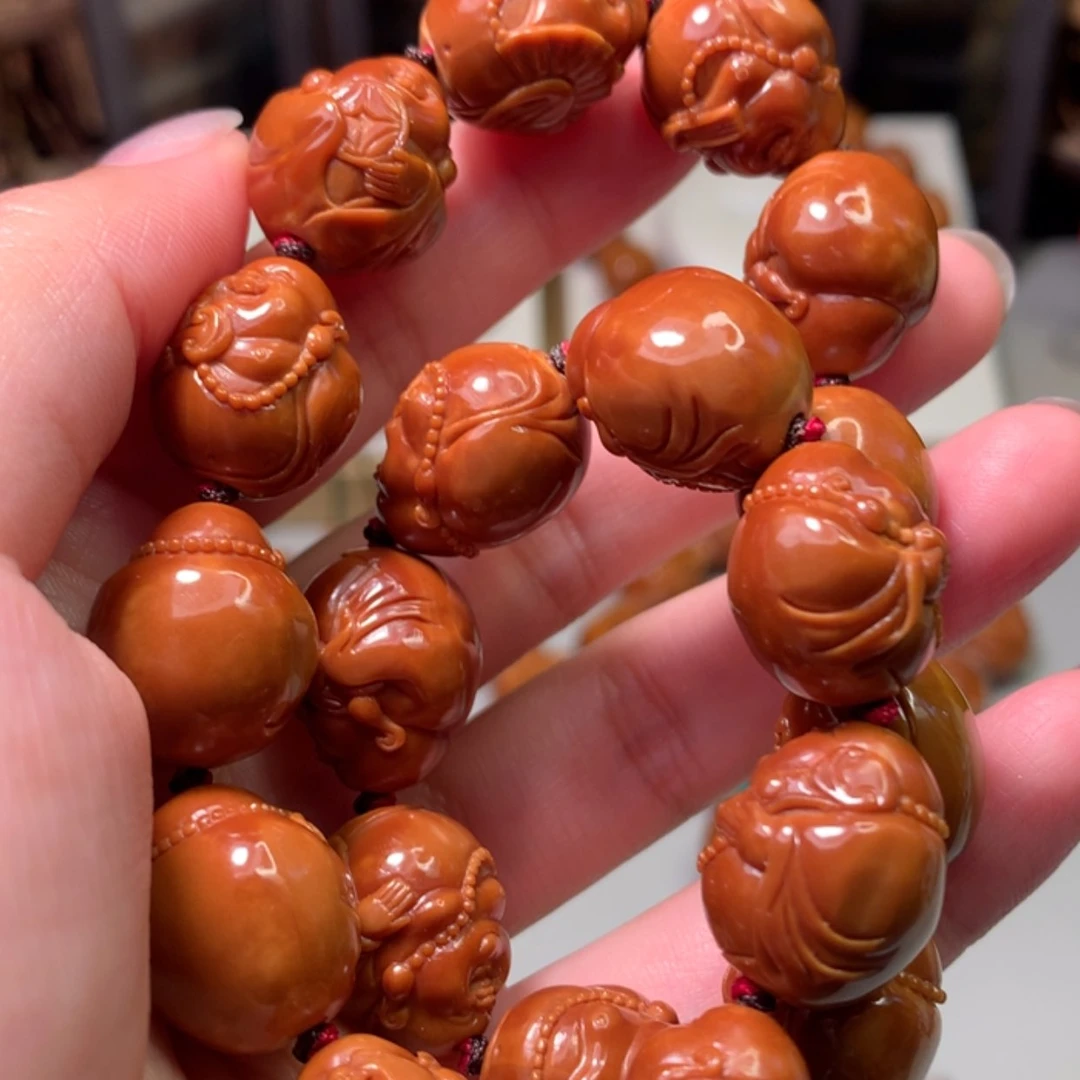 【闪购商品】橄榄核手串/手链老**福十八弥勒笑佛手持