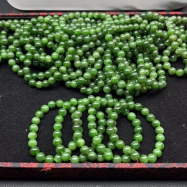 和田玉俄罗斯碧玉手串卡10未镶嵌