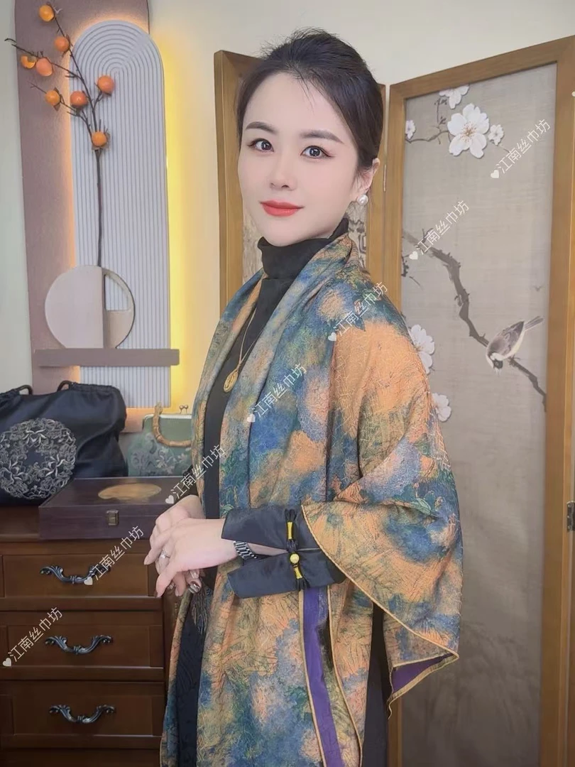 【西子花岸】香云龟裂纹围巾双面140CM方巾