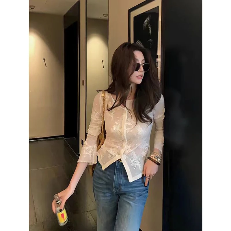 【优雅轻性】 薄款独特漂亮高弹开衫女蕾丝防晒空调衫防晒薄外套