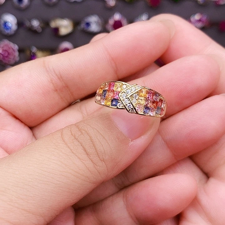 蓝宝石戒指银S925镶嵌