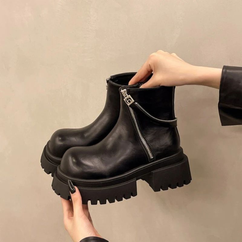 厚底皮面厚底英伦风小皮鞋乐福鞋女2025大头小个子单鞋K666s