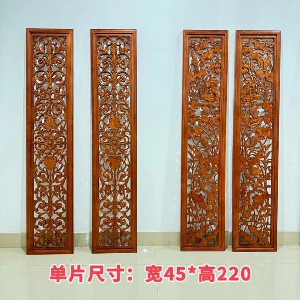 45*220东阳木雕松木挂屏电视机背景墙实木隔断中式仿古装饰画挂画
