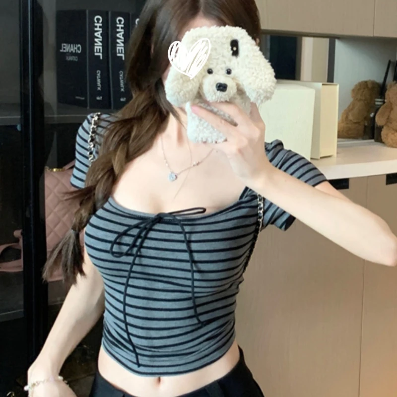 韩系穿搭纯欲短袖t恤2025年夏季新款绝美修身显瘦辣妹百搭女上衣