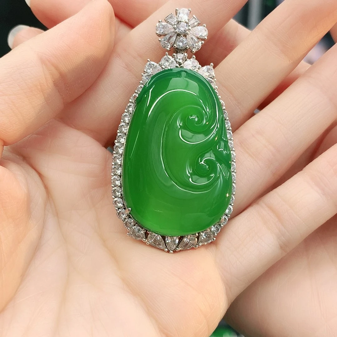 银S925镶嵌吊坠玛瑙/玉髓