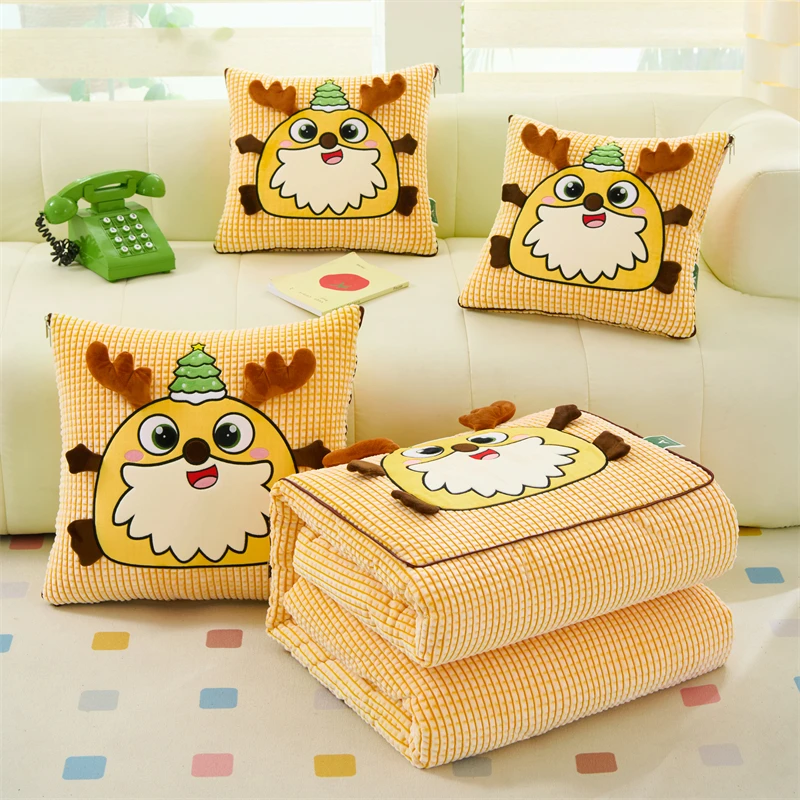 可爱卡通抱枕被子两用二合一多功能加厚冬季办公室午睡枕头汽车载
