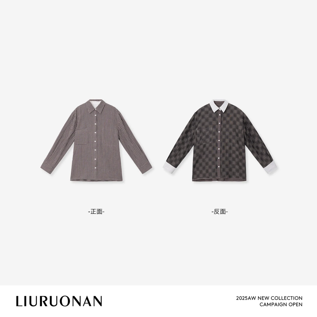 LIURUONAN | 9.28四周年【霍比特双面格纹】polo翻领单排扣宽松衬衫