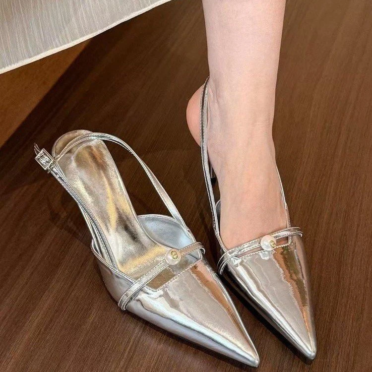 通用尖头细跟高跟鞋气质女鞋高跟鞋单鞋仙女风外穿