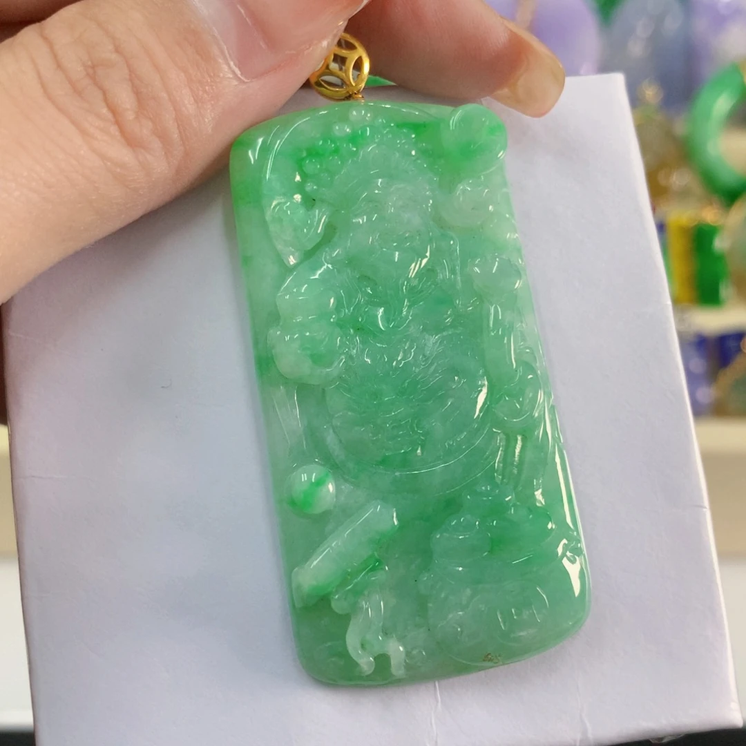 吊坠(不含链)18K金镶嵌翡翠