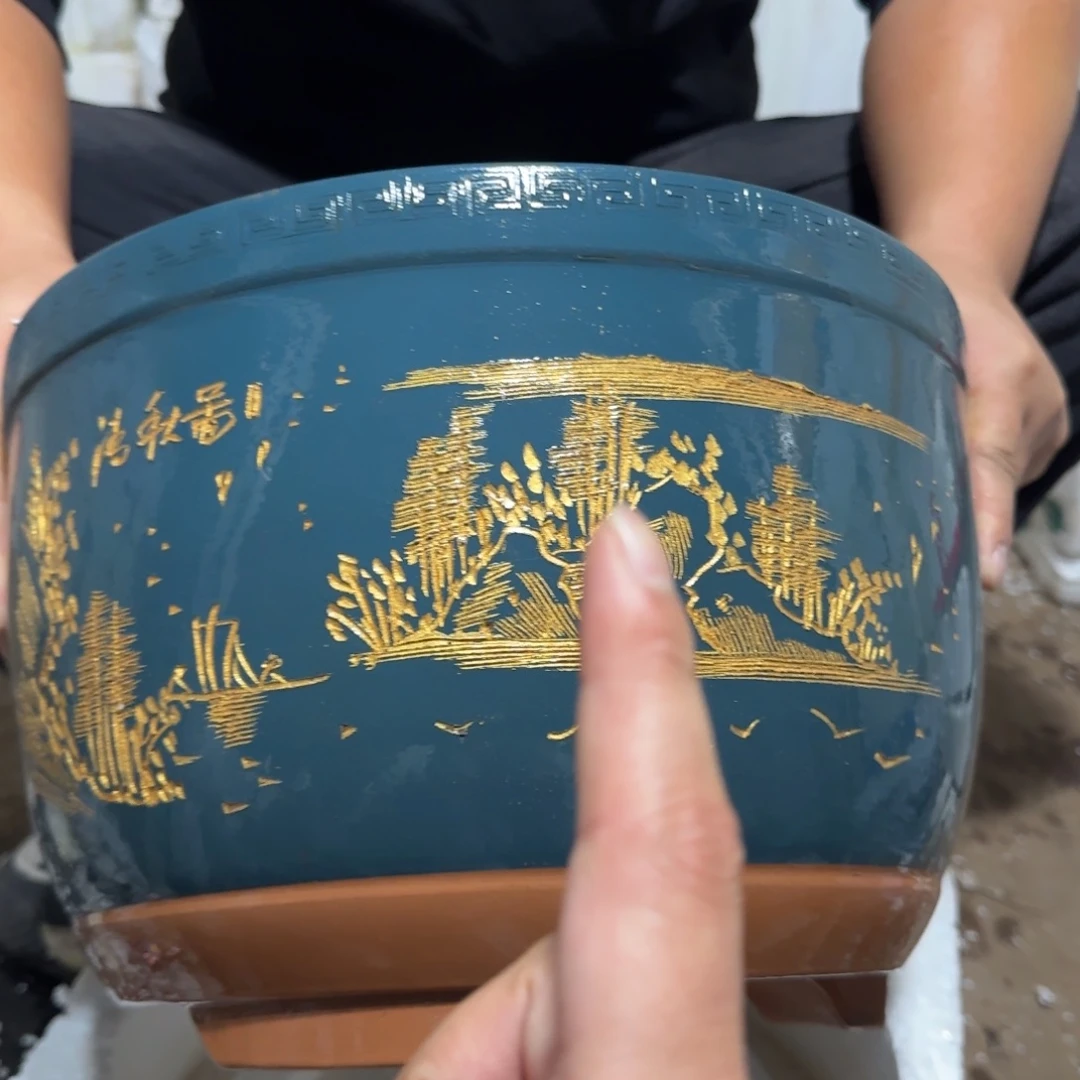 紫砂花盆口径30厘米高度19