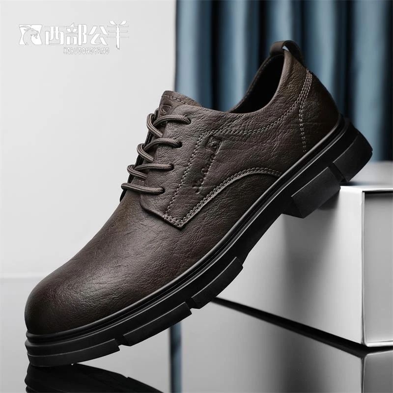 西部公羊男鞋2025秋冬新款商务正装休闲鞋中年爸爸软底真皮皮鞋男