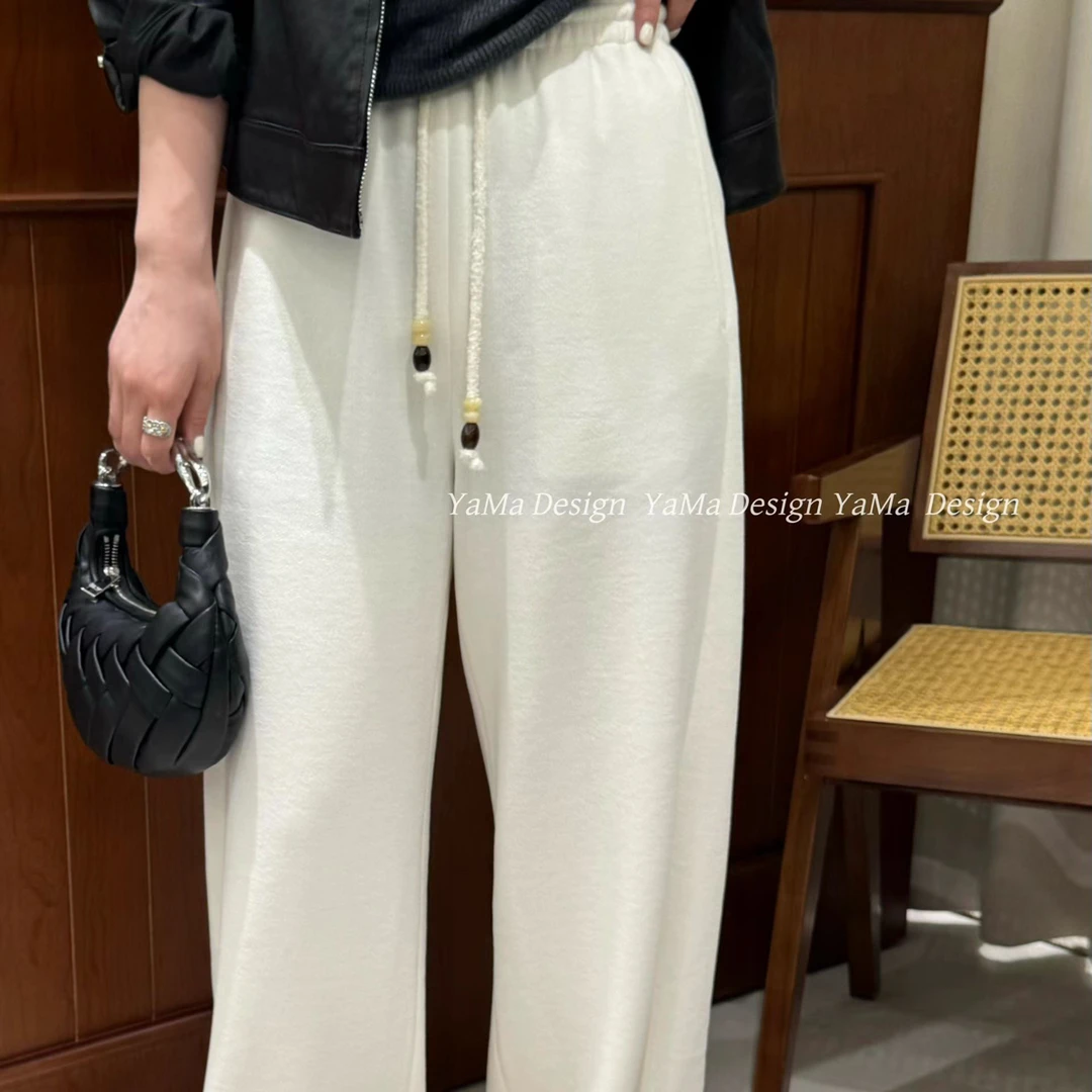 软糯纯棉松紧腰高腰直筒女士休闲裤6006
