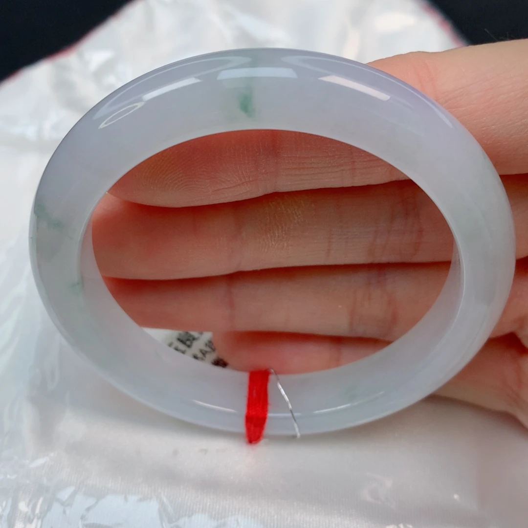 未镶嵌手镯翡翠51.8正圈，细条清透胶润，淡粉底，014