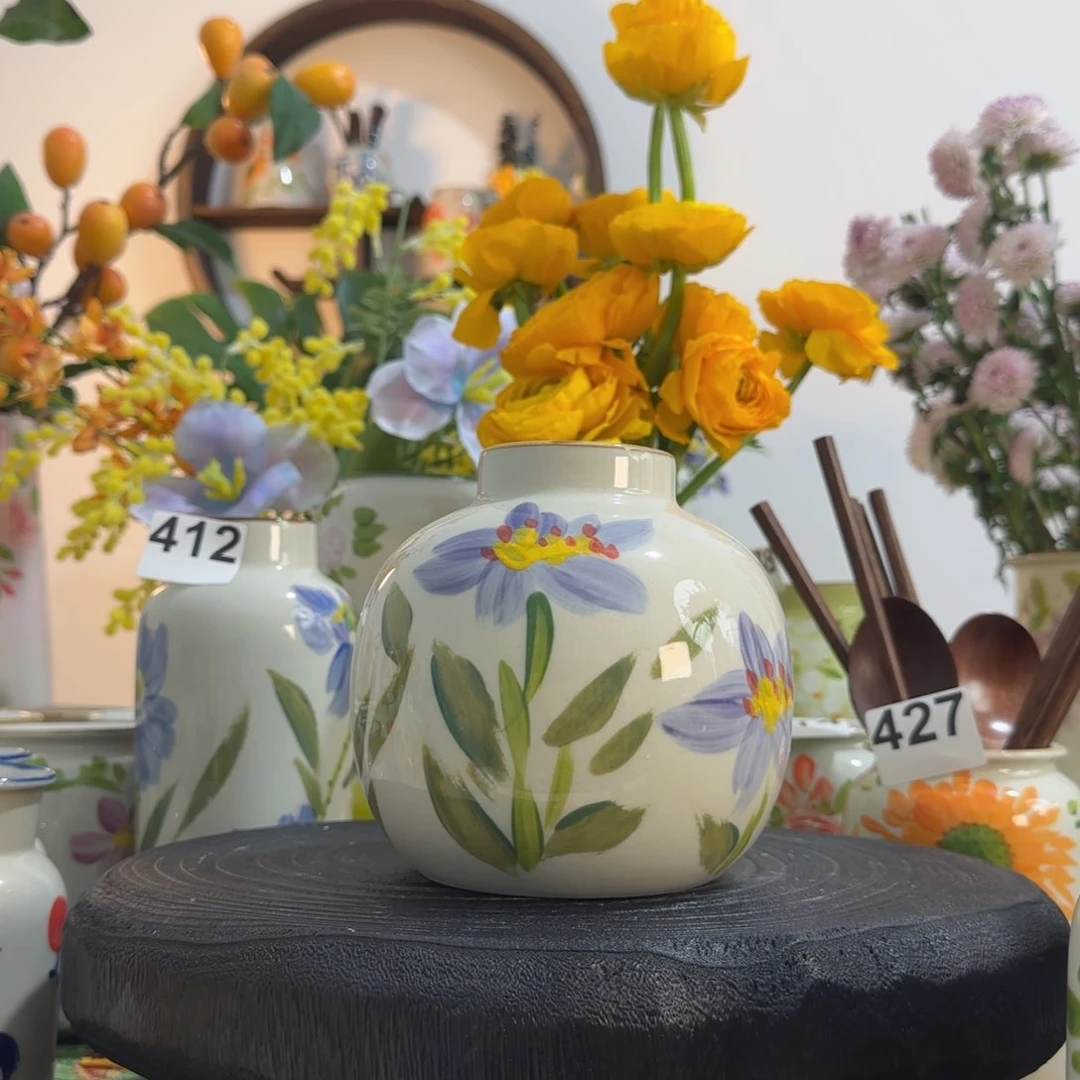 摆件景德镇手作陶瓷花瓶摆件无孔