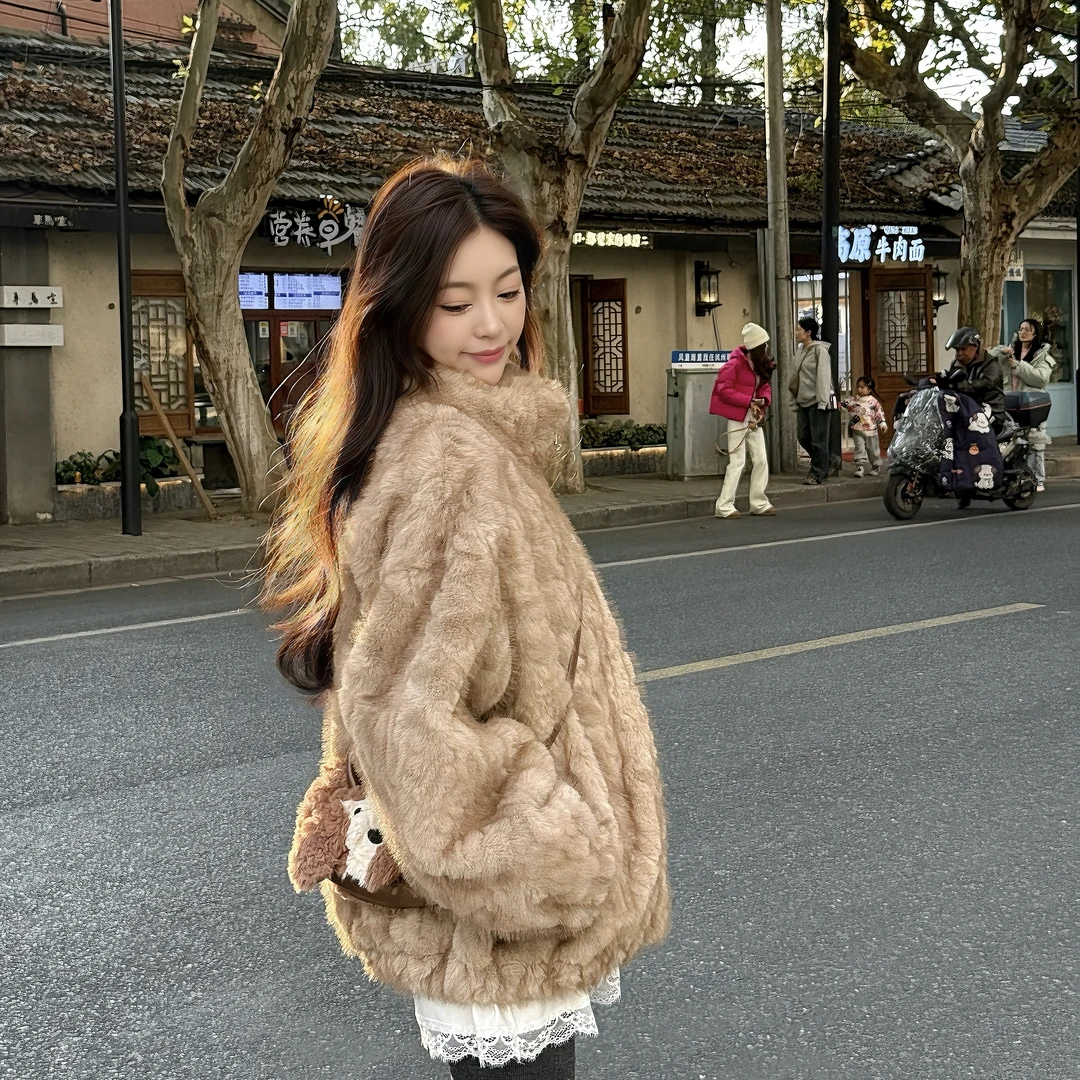 【暮光琥珀】常规冬季宽松拉链保暖加厚小胡羊短外套气质网红短外套