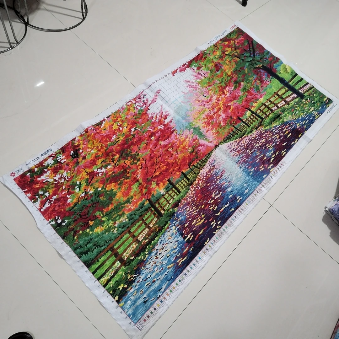 纯手工绣好的十字绣成品幸福满溢幸福大道风景新款客厅装饰画出售