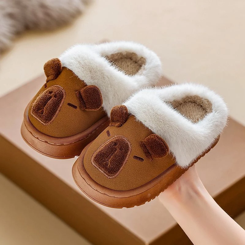 卡皮巴拉儿童棉拖鞋秋冬季新款男女童防滑中大童卡通可爱室内保暖