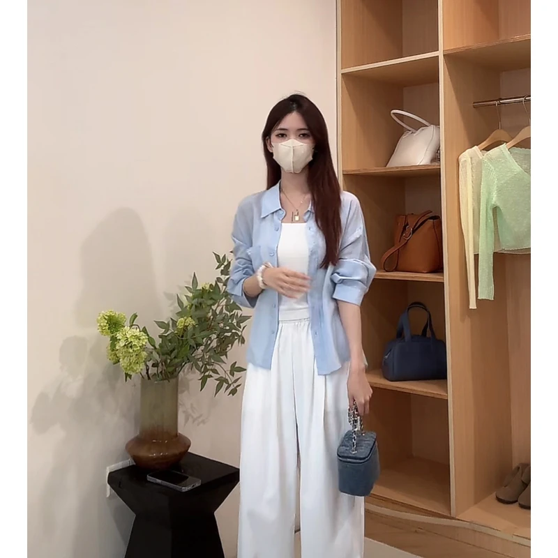 韩系设计感口袋蕾丝衬衣 17669 衣长55