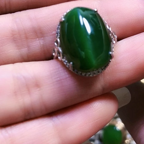 和田玉银S925镶嵌戒指