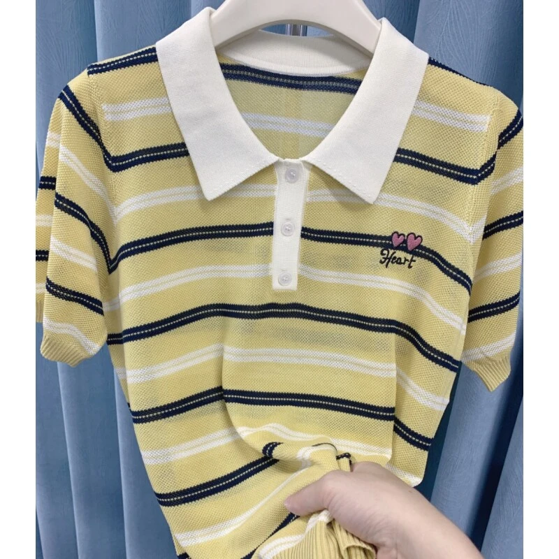 莱赛尔天丝/冰凉透气/刺绣爱心显白/针织短袖A195